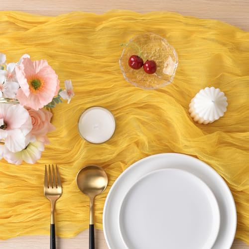 Yellow Cheesecloth Table Runner Fall Wedding Birthday Party Decor 6 Pack - Image 4