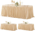 3 Pack Deep Champagne Polyester Table Clothes for 6 Foot Rectangle Tables, Wrinkle Free Fitted Table Cover with Pleated Ruffle Table Skirt for Party Baby Shower Wedding Birthday Event Display by WishCare