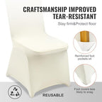 VEVOR Stretch Spandex Folding Chair Covers, Universal Fitted Chair Cover, Removable Washable Protective Slipcovers, for Wedding, Holiday, Banquet, Party, Celebration, Dining, 100PCS (Ivory/Beige) - Image 5
