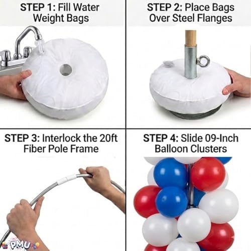 PMU DIY Professional Balloon Arch Premiere Kit (Patriotic Red, White, and Blue) Balloon Garland for Party Decoration, Decoration Kit for Birthday Party, Graduation, Baby Shower(41703-61646-48102)Pkg/1 - Image 6