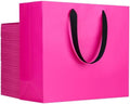 EUSOAR Hot Pink Gift Bags, 50pcs 12.5"x4.5"x11" Paper Gift Bags with Ribbon Handle, Gift Wrap Treat Thank You Bags Bulk for Wedding Party Favors Grocery Baby Shower Bridesmaid Birthday by EUSOAR