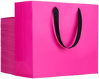 EUSOAR Hot Pink Gift Bags, 50pcs 12.5"x4.5"x11" Paper Gift Bags with Ribbon Handle, Gift Wrap Treat Thank You Bags Bulk for Wedding Party Favors Grocery Baby Shower Bridesmaid Birthday by EUSOAR