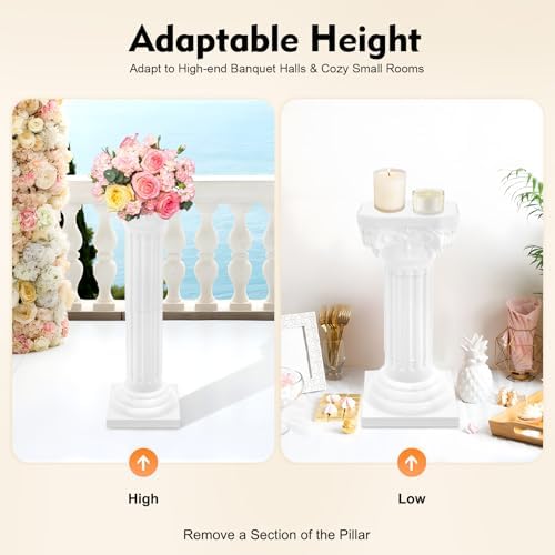 2PCS 34.65in White Roman Columns for Wedding Ceremony Party - Image 5