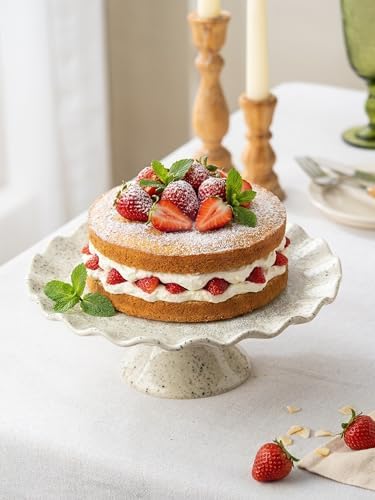 Ceramic Cake Stand, Small Cake Plate for 8 Inch Cake, Speckled White - Image 5