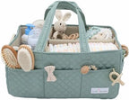 Lily Miles Baby Diaper Caddy Organizer, Quilted Nursery Storage Basket for Newborn Essentials and Diaper Changing Station, Gift for Baby Shower and Registry Must-Have (Willow Green) by LilyMiles