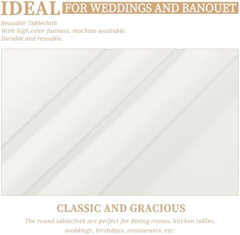Showgeous 120 Inch Ivory Round Tablecloths, Polyester Table Covers - Image 5