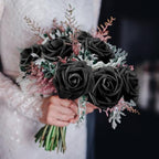 100 Pcs Artificial Foam Rose Flower Faux Bouquet Wedding Fake Rose Gift for Mother's Day Women DIY Bridal Shower Party Table Birthday Home Spring Decor (Black) - Image 5