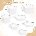 7 Pcs Acrylic Buffet Risers Set – Square Display Stands 6.8" to 12", Clear Cube Boxes for Cakes, Desserts, Jewelry & Party Decor, Hollow-Bottom Storage & Display Riser, Stackable Nestable Design (White) - Image 2