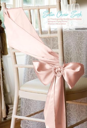 120 PCS Rose Gold Satin Chair Sashes, 7 x 108 Inch - Image 7