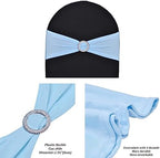 50pcs Stretch Spandex Chair Sashes for Baby Shower Wedding Chair Covers Party Banquet Decoration Elastic Chair Bands for Event(Light Blue) - Image 2