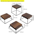Dessert Table Risers Display Stands Food display Wood & Black Metal Square Retail Pizza,Cupcake,Candy Stands Food Platter Tray,6x6 INCH,Set of 4 (4P-Black) - Image 2