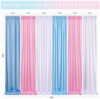 Baby Shower Backdrop Curtain 15ftx10ft - Blue Pink Satin Drapes - Image 3