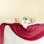 Sioloc Burgundy Red Cheesecloth Table Runner Fall Autumn Decor for Home 10ft Table Cloth for Wedding Birthday Party Bridal Shower Christmas Halloween Thanksgiving - Image 5