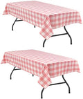 Hiasan Plaid Tablecloth 2 Pack, 54 x 108 inch, Peach Pink and White by Hiasan