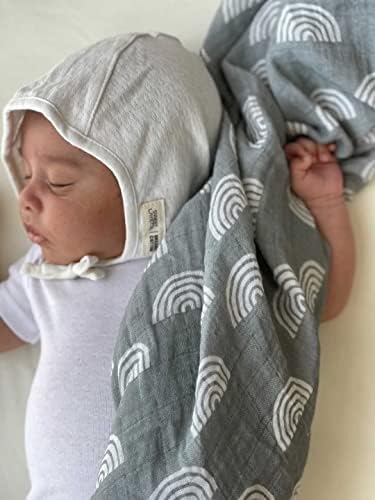 Miaoberry 100% Organic Cotton Muslin Blanket| Sage Green Rainbow Baby Swaddle Set| Newborn Boy Girl Unisex Neutral| Boho Vintage Monthly Picture Blanket - Image 6