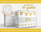 Party Hearty Baby Shower 5 Game Pack, Premium Thick Cardstock - Gold - Image 5