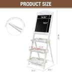 MyGift Shabby Whitewashed Wood Freestanding Chalkboard Easel with 3-Tiered Display Shelves, Decorative Chalkboard Plant Shelf Stand - Image 3