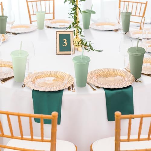 Skylety 36 Pcs Sage Green Plastic Cups with Lids and Straws 24 oz - Image 7
