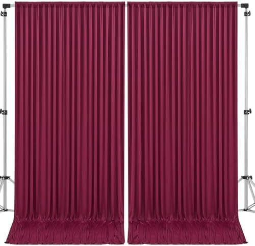 50x10ft Burgundy Backdrop Curtain for Wedding Parties Wrinkle Free Fabric Maroon Drapes Backdrop Decoration for Baby Shower Birthday Photography Decoration 10 Panels, 5ft x 10ft - Image 7
