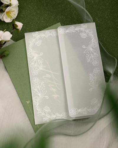 Vellum Paper 5x7 Pre-Folded White Floral Garland, Vellum Jackets 100 Pcs - Image 3