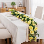 U'Artlines 3 Pack Artificial Yellow Rose Garlands Flower Vines 19.5 ft - Image 5