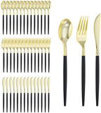 Goodluck 300PCS Black Gold Plastic Silverware Set for 100 Guests by GoodLuck