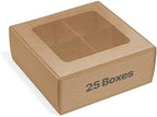 25 pcs Kraft Mini Cookie Boxes for 4 treats with Window and Dividers, Kraft Bakery Boxes, 6 x 6 x 2.4 Inches SMALL Baking Boxes, Square Cookies Box Decorating Supplies for Gift Giving by ModsyBaking
