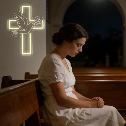 Cross Neon Sign, Jesus Led Neon Light Signs for Wall Decor Christian Light up Sign Lamp Wall Art for Bedroom Home Christ Church Easter Religious Events Gift Dimmable USB Powered(15.8"*11.6") - Image 2