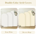 Set of 3 Arch Backdrop Covers Stretchy Spandex White Beige for Boho Wedding - Image 5