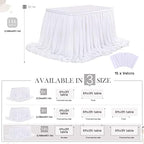 White Table Skirt for Rectangle Tables 14FT Chiffon Sheer Tablecloth for Birthday Party Sweetheart Cake Table Decoration - Image 5