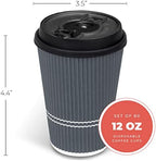 Disposable Coffee Cups With Lids - 12 oz To Go Coffee Cup With Lid (80 Set). Durable Togo Travel Paper Hot Cups Insulated For Hot and Cold Beverage Drinks, No Sleeves Needed (Dusk Grey) - Image 2