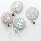 Balloon Baby Monthly Milestone Marker Signs, Photo Prop for Photoshoot | Stuffed Plush Balloon, Tassel, Pompom | Birth Announcement, Gender Neutral Baby Shower, Newborn Gift Set (Sand Beige) by BYMARUE