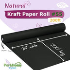 PerkHomy 24" x 2,400" (200') Black Kraft Paper Roll for Craft Bulletin Board Paper Art Table Covering Crafting Gift Wrapping Bouquet Packing Parcel 80GSM 55LB (Black, 24" x 200') - Image 2
