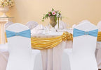 50 Pack Spandex Baby Blue Chair Sashes Bows Stretch Elastic Light Blue Chairs Bands with Buckles Ties for Party Celebration Ceremony Events Wedding Decorations - Image 2