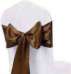 Pack of 50 Satin Brown Chair Sashes Bows 7x108 inches Chairs Ties Chocolate Chair Ribbons for Wedding Party Brithday Halloween Anniversary Ceremony Christmas Events Decor - Brown - Image 2