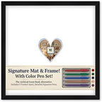 CountryArtHouse Signature Keepsake Frame - Heart Shaped Mat Window - Black Wood Genuine Hardwood 20x20 5x5 Photo - Sky Blue Border Mat - Complete Keepsake Signing Kit by CountryArtHouse