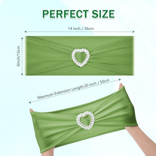 Pack of 60 Spandex Chair Sashes Bows Stretch Chair Cover Band with Buckle Slider Universal Elastic Chair Ties for Wedding Banquet Party Event Decoration (Sage Green) - Image 2