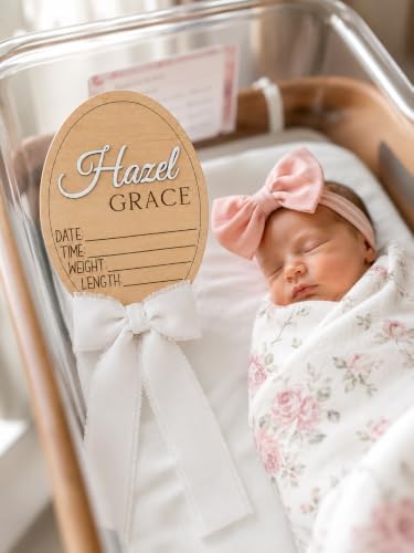 Personalized Baby Announcement Sign Set with Ribbon Bow - Image 7