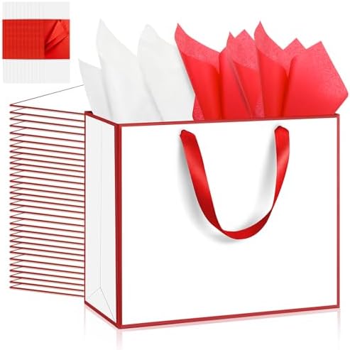 Addblu 24 Pack White Large Gift Bags with Handles & 72 Tissue Papers by Unknown