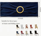 Pack of 50 Spandex Navy Blue Chair Sashes with Gold Buckles, Stretch Chairs Sashes for Wedding Party Baby Shower Ceremony Event Decorations Chair Bands Bows (Navy Blue Sashes, Gold Buckles) - Image 3