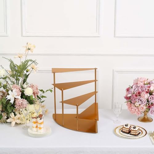 Efavormart 17" Tall 4-Tier Gold Metal Spiral Stairway Cupcake Display Stand, Dessert Cake Step Pedestal Tray - Image 7