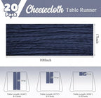 20 Pack Navy Blue Table Runners 17 x 108inch Cheesecloth Table Runner Rustic Boho Gauze Sheer Fabric Cheese Cloth Table Runner for Wedding Party Bridal Baby Shower Birthday Spring Table Decor - Image 2