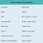Winlyn 1000 Pcs White A7 Invitation Envelopes 5 1/4 x 7 1/4 Square Flap Envelopes Self Seal 95lb for Wedding Shower Birthday Bussiness Mailing Invitation Announcement 5 x 7 Greeting Cards Photos - Image 3
