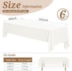 YMHPRIDE 6 Pack Tablecloth 60 x 102 inch Polyester, Ivory - Image 2