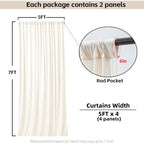 Ivory Backdrop Curtains for Wedding Parties, 20x7FT Wrinkle Free Photo Backdrop Curtains for Wedding Birthday Party Baby Shower, Fabric Drape with Rod Pockets 5ft x 7ft, 4 Panels - Image 4