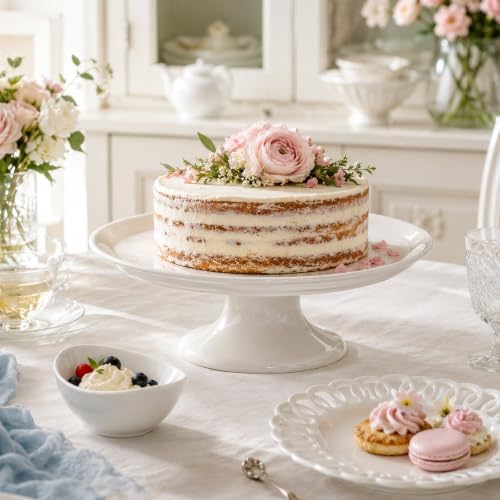 Bone China Cake Stand Chic, 12 inch Ceramic Round Cake Stand for Cupcake, Cake Plate Pedestal for Dessert Table, Food Display Risers Serving Tray Fruit Platter for Decor, Wedding, Restaurant, Party - Image 6