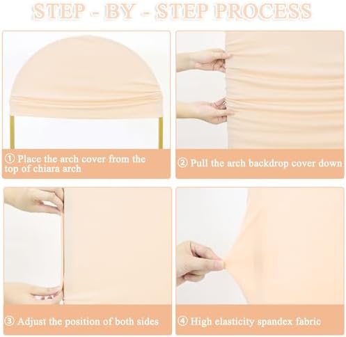 Spandex Fitted Wedding Arch Cover Set of 3 Beige Arch Backdrop Cover 6FT 6.6FT 7.2FT Arches Wall Covers Balloon Arches Covering Fabric for Baby Shower Happy Birthday Party Celebration - Image 5