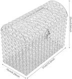 Crystal Wedding Card Box with Heart Lock Wedding Money Box Treasure Chest Silver Bead Card Receiving Memory Storage for Wedding Reception Birthday Graduation Baby Shower Party (Silver) - Image 2