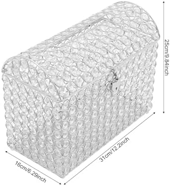 Crystal Wedding Card Box with Heart Lock Wedding Money Box Treasure Chest Silver Bead Card Receiving Memory Storage for Wedding Reception Birthday Graduation Baby Shower Party (Silver) - Image 2