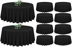 Showgeous 10 Pack Black Round Tablecloths, 90 Inch, Washable Polyester by Showgeous